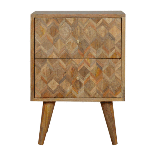 Szafka nocna z litego drewna mango – dębowa, 40 cm — model IN755 - obrazek 10