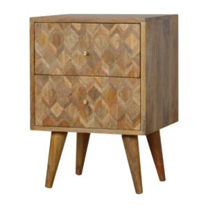Szafka nocna z litego drewna mango – dębowa, 40 cm — model IN755