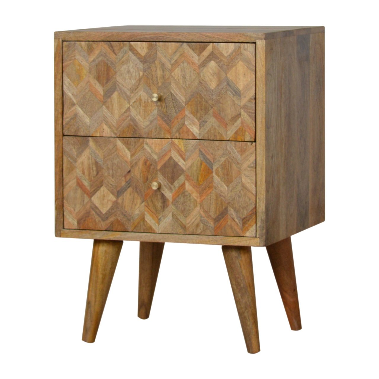 Szafka nocna z litego drewna mango – dębowa, 40 cm — model IN755