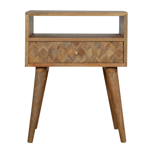 Szafka nocna z litego drewna mango – dębowa, 45 cm — model IN756 - obrazek 10