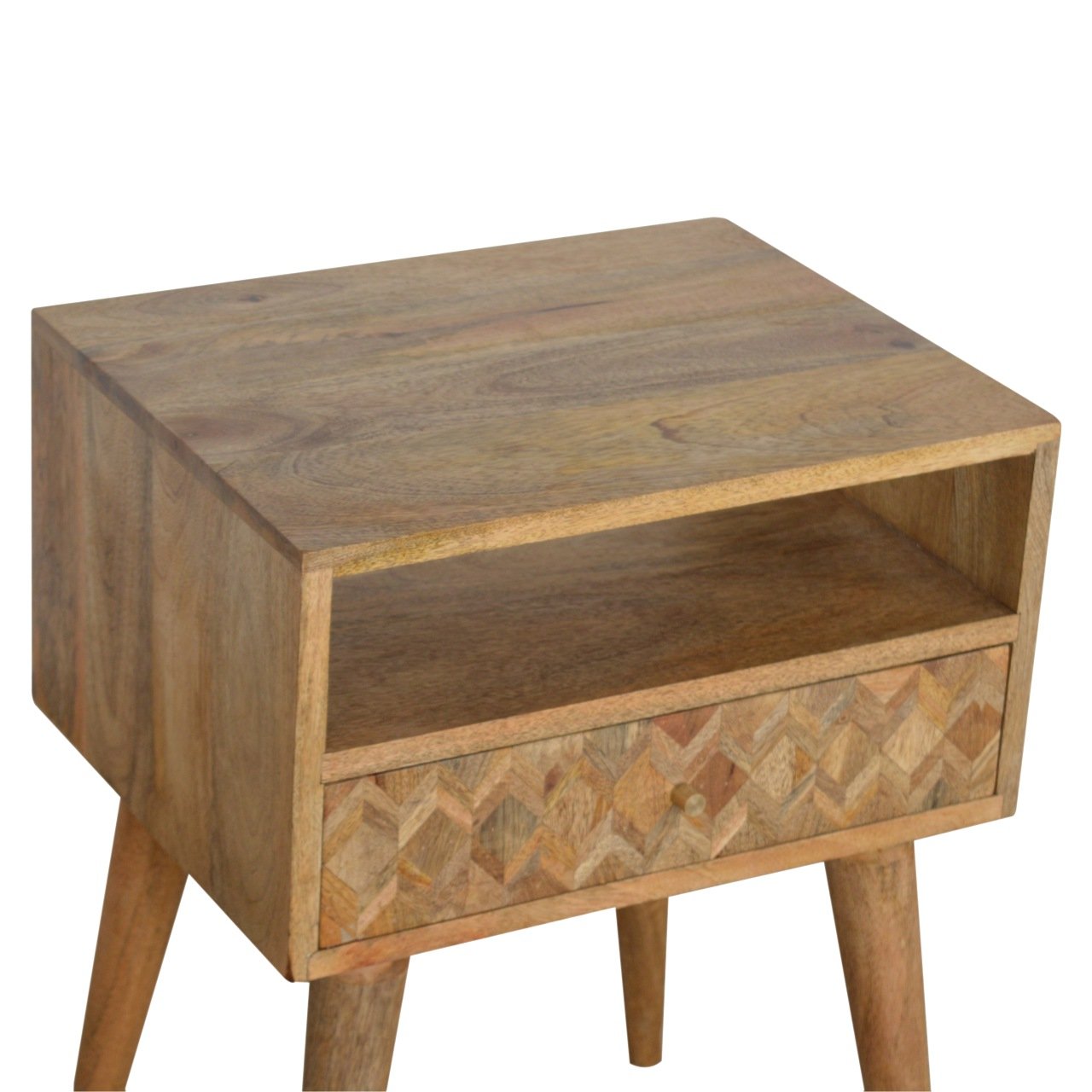 Szafka nocna z litego drewna mango – dębowa, 45 cm — model IN756 - obrazek 4
