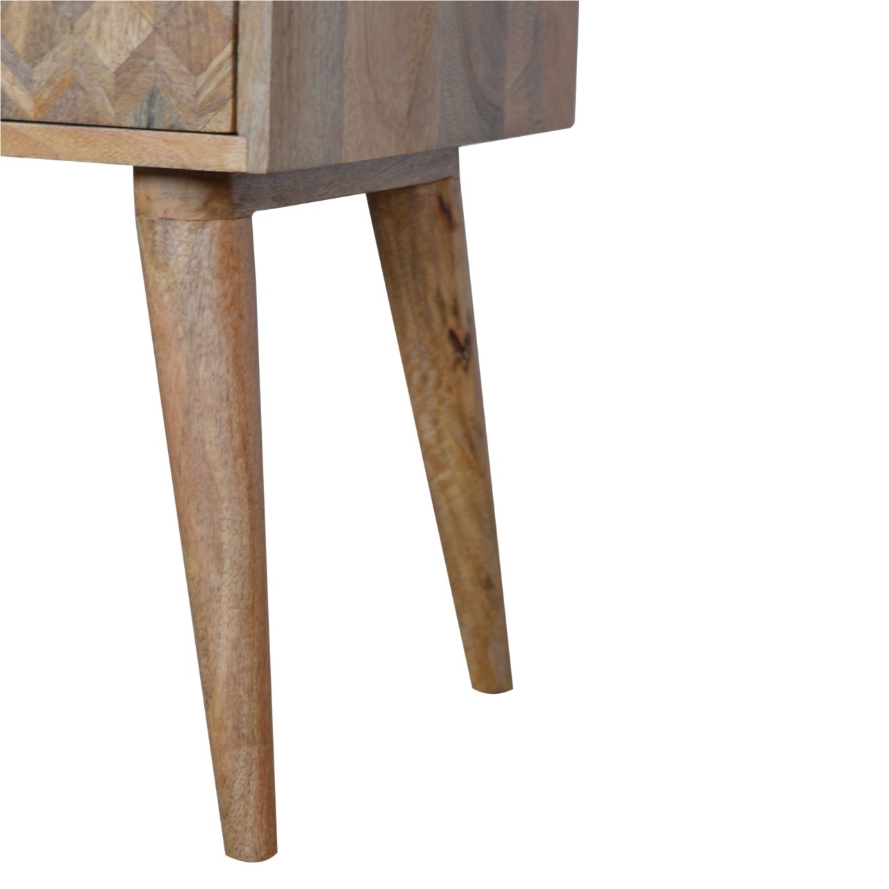 Szafka nocna z litego drewna mango – dębowa, 45 cm — model IN756 - obrazek 3