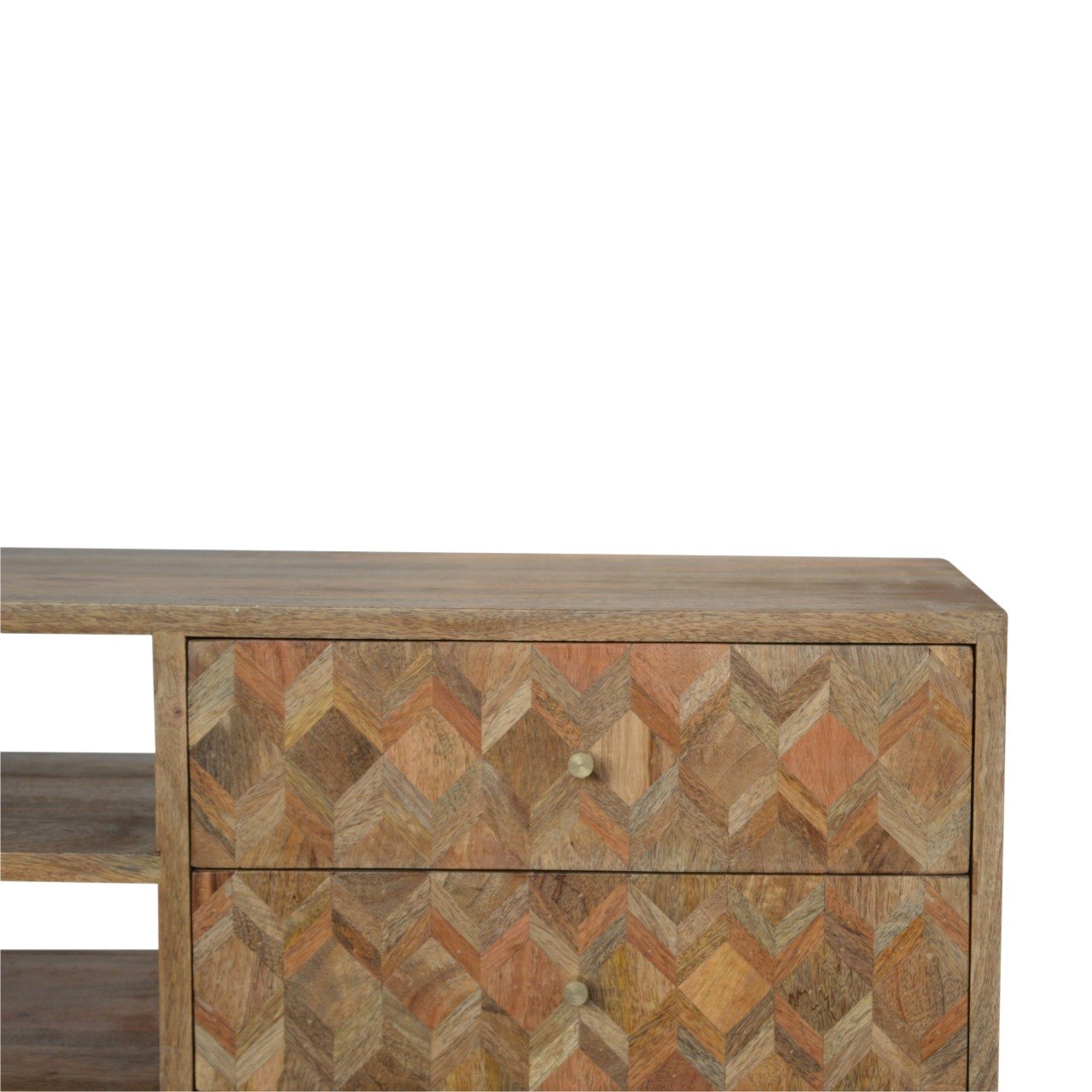 Szafka RTV z litego drewna mango – dębowa, 85 cm — model IN757 - obrazek 5