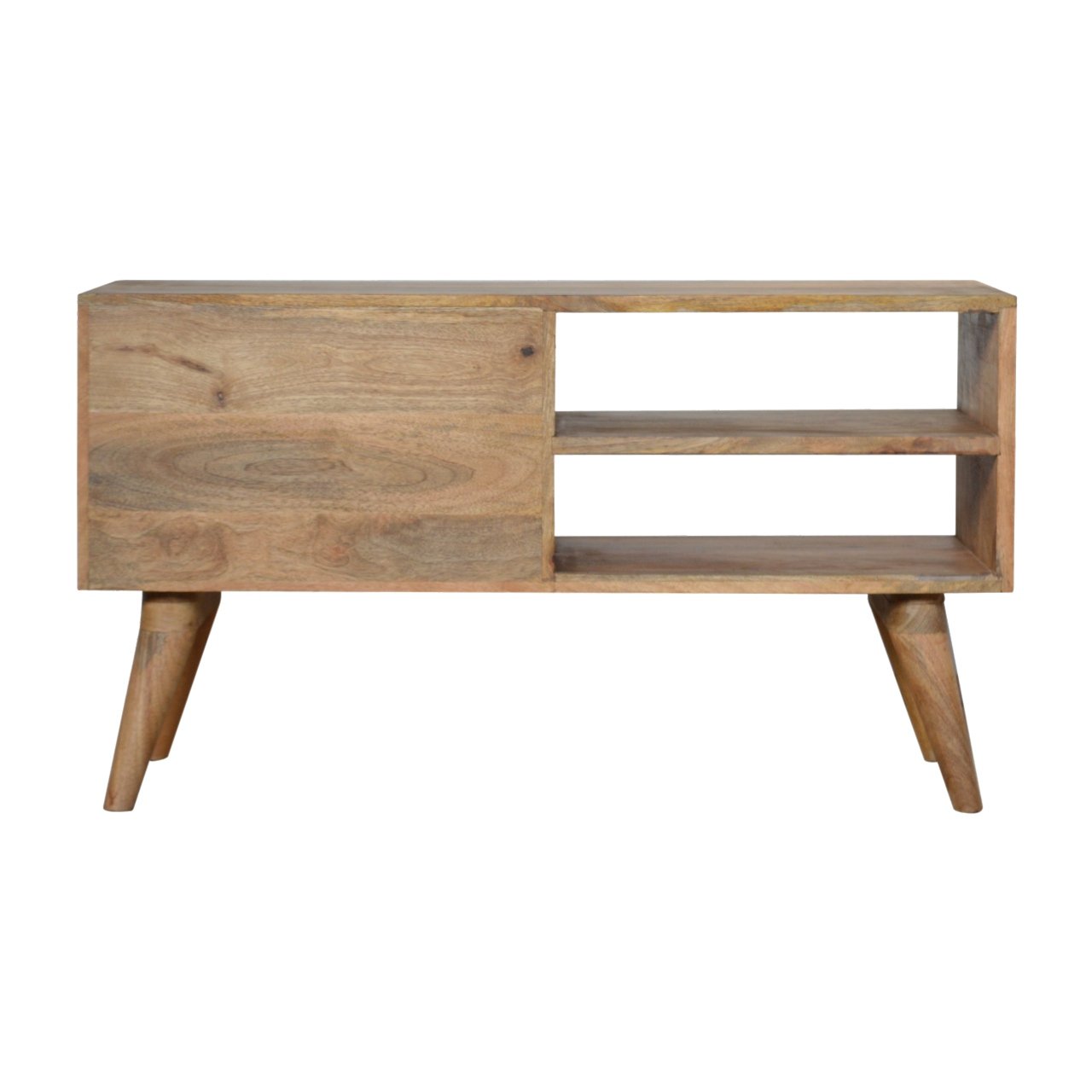 Szafka RTV z litego drewna mango – dębowa, 85 cm — model IN757 - obrazek 9