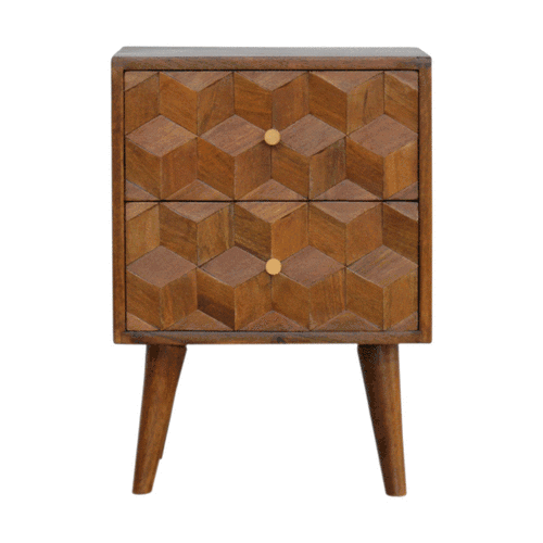 Szafka nocna z litego drewna mango – kasztanowa, 40 cm — model IN781 - Image 9