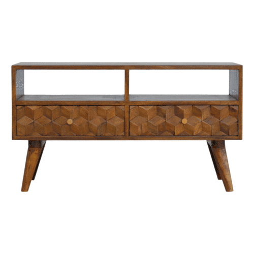 Szafka RTV z litego drewna mango – kasztanowa, 84 cm - obrazek 9