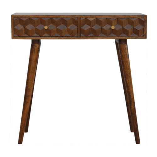Stół z litego drewna mango – kasztanowy, 80 cm — model In785 - obrazek 9