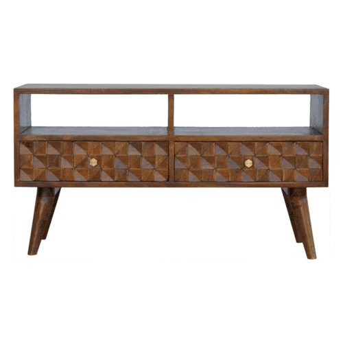 Szafka RTV z litego drewna mango – kasztanowa, 87 cm - obrazek 9