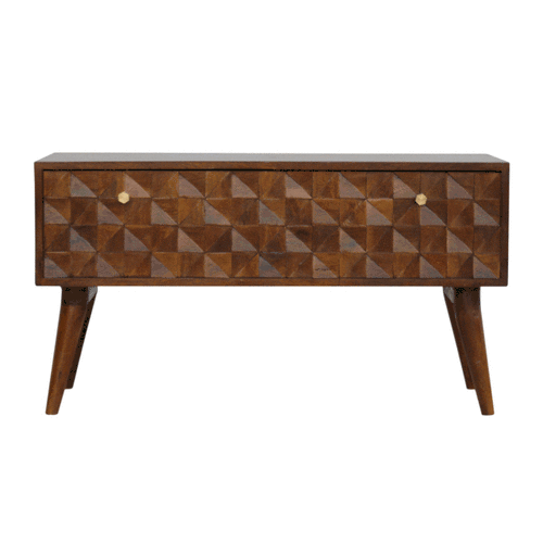 Ławka z litego drewna mango – kasztanowa, 90 cm — model IN789 - obrazek 9