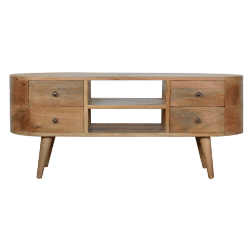 Szafka RTV z litego drewna mango – dębowa, 110 cm — model IN863 - obrazek 9