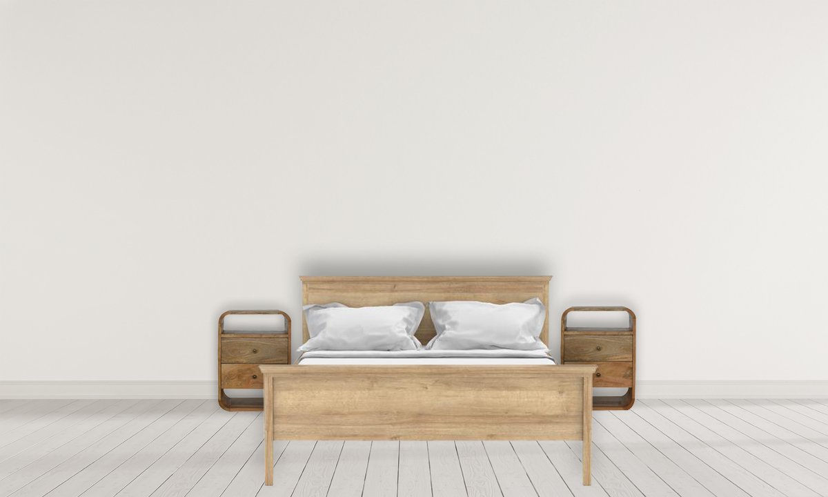 Szafka nocna z litego drewna mango – dębowa, 40 cm — model IN864 - obrazek 10