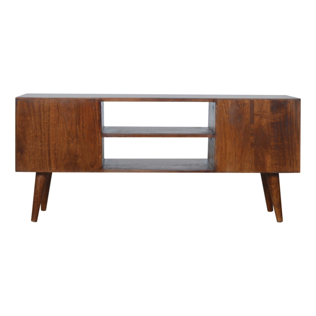 Szafka RTV z litego drewna mango – kasztanowa, 110 cm — model IN927 - obrazek 8