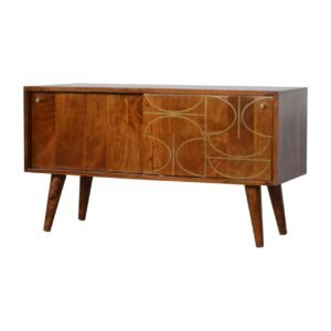 Komoda z litego drewna mango – kasztanowa, 88 cm