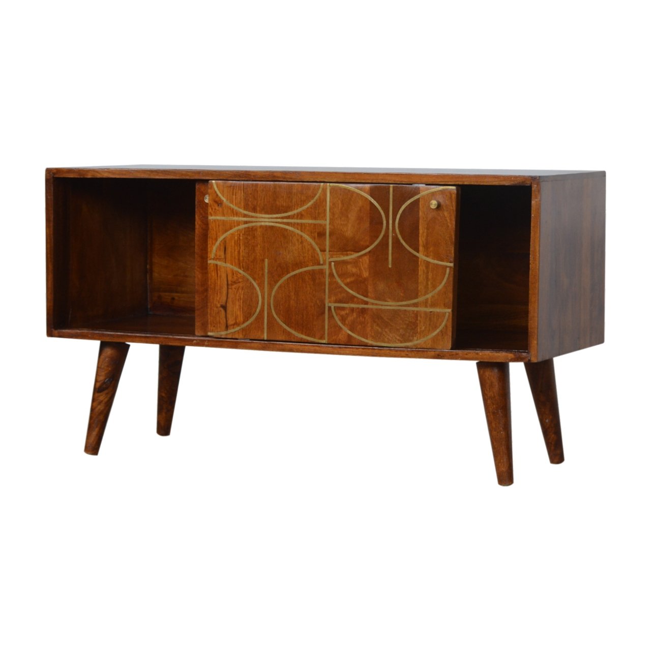 Komoda z litego drewna mango – kasztanowa, 88 cm - obrazek 4