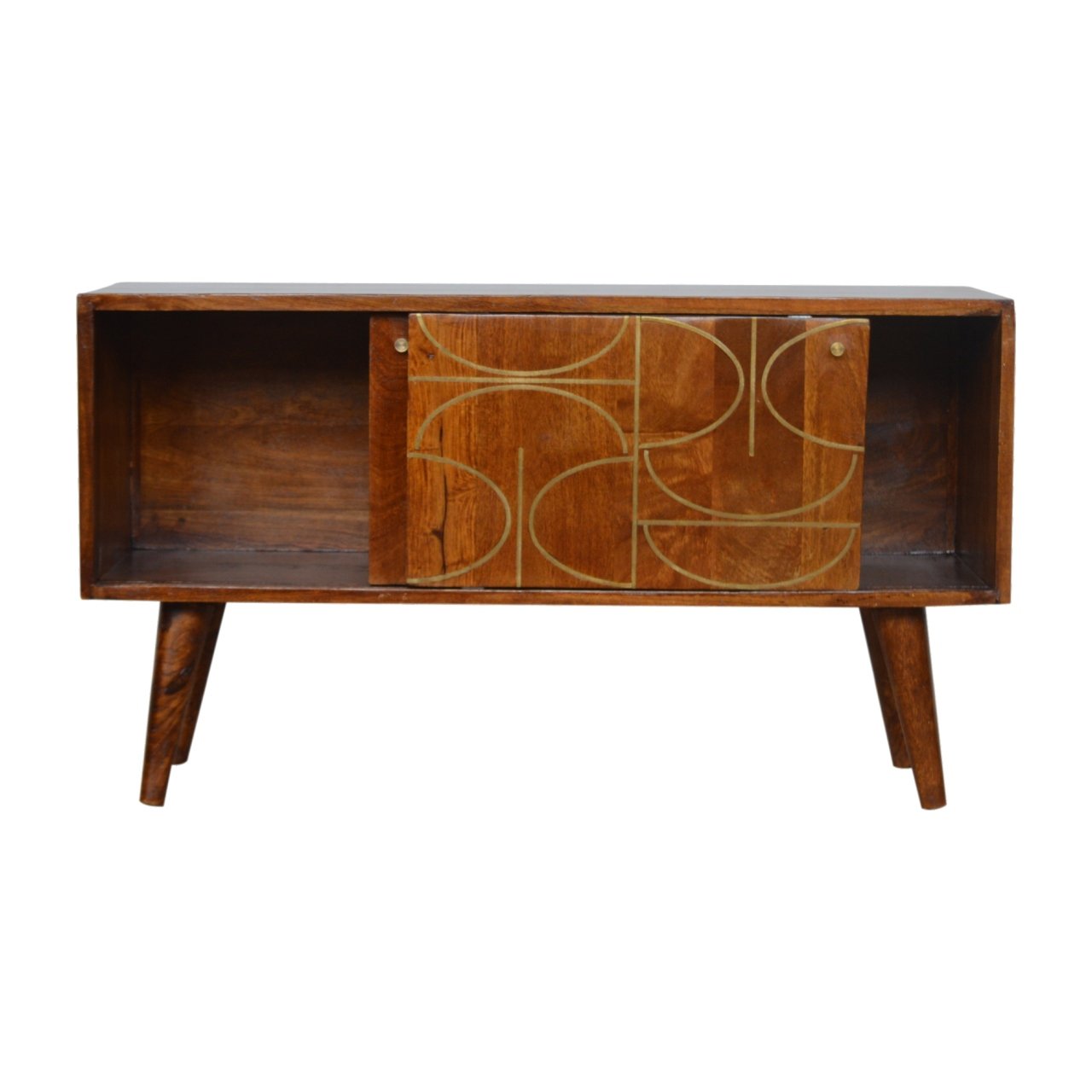 Komoda z litego drewna mango – kasztanowa, 88 cm - obrazek 5
