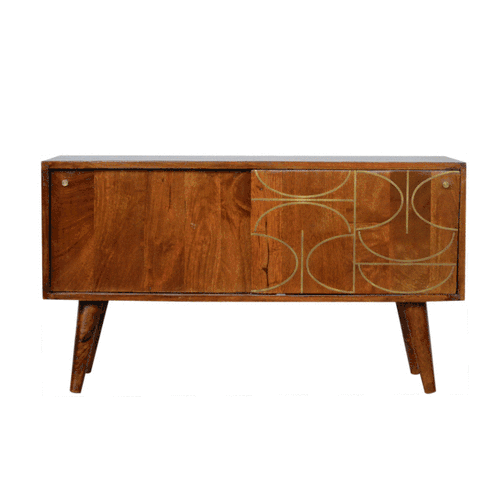 Komoda z litego drewna mango – kasztanowa, 88 cm - obrazek 9