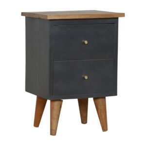 Szafka nocna z litego drewna mango – czarna, 35 cm — model IN974