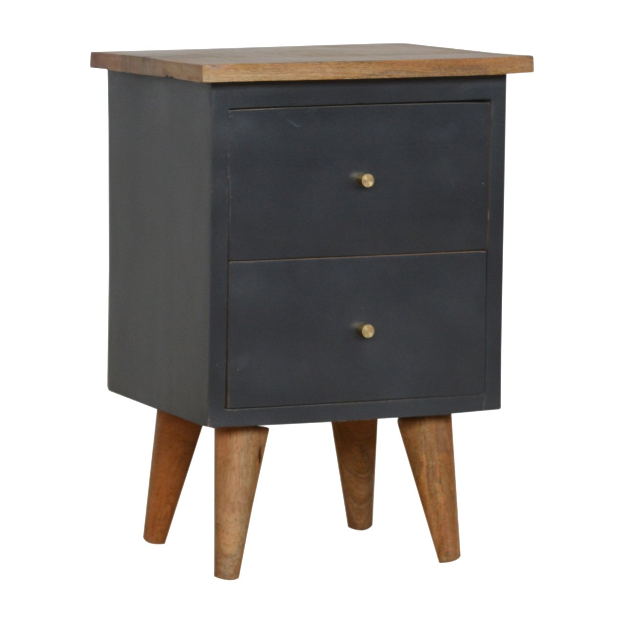 Szafka nocna z litego drewna mango – czarna, 35 cm — model IN974