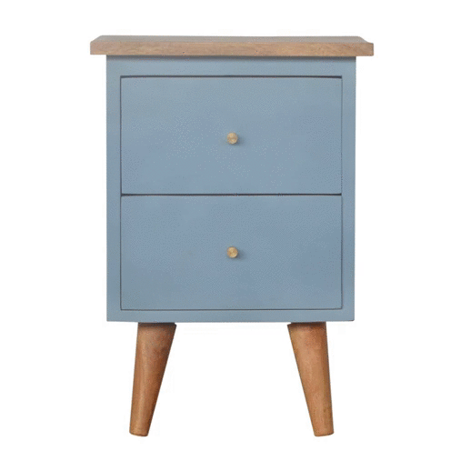Szafka nocna z litego drewna mango – dębowa, 35 cm — model IN975 - obrazek 10