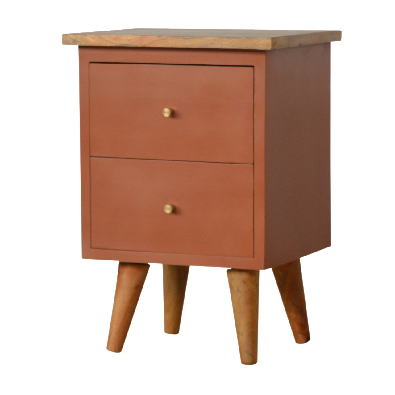 Szafka nocna z litego drewna mango – dębowa, 35 cm — model IN977