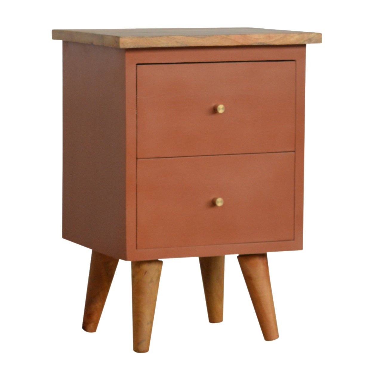 Szafka nocna z litego drewna mango – dębowa, 35 cm — model IN977 - obrazek 2