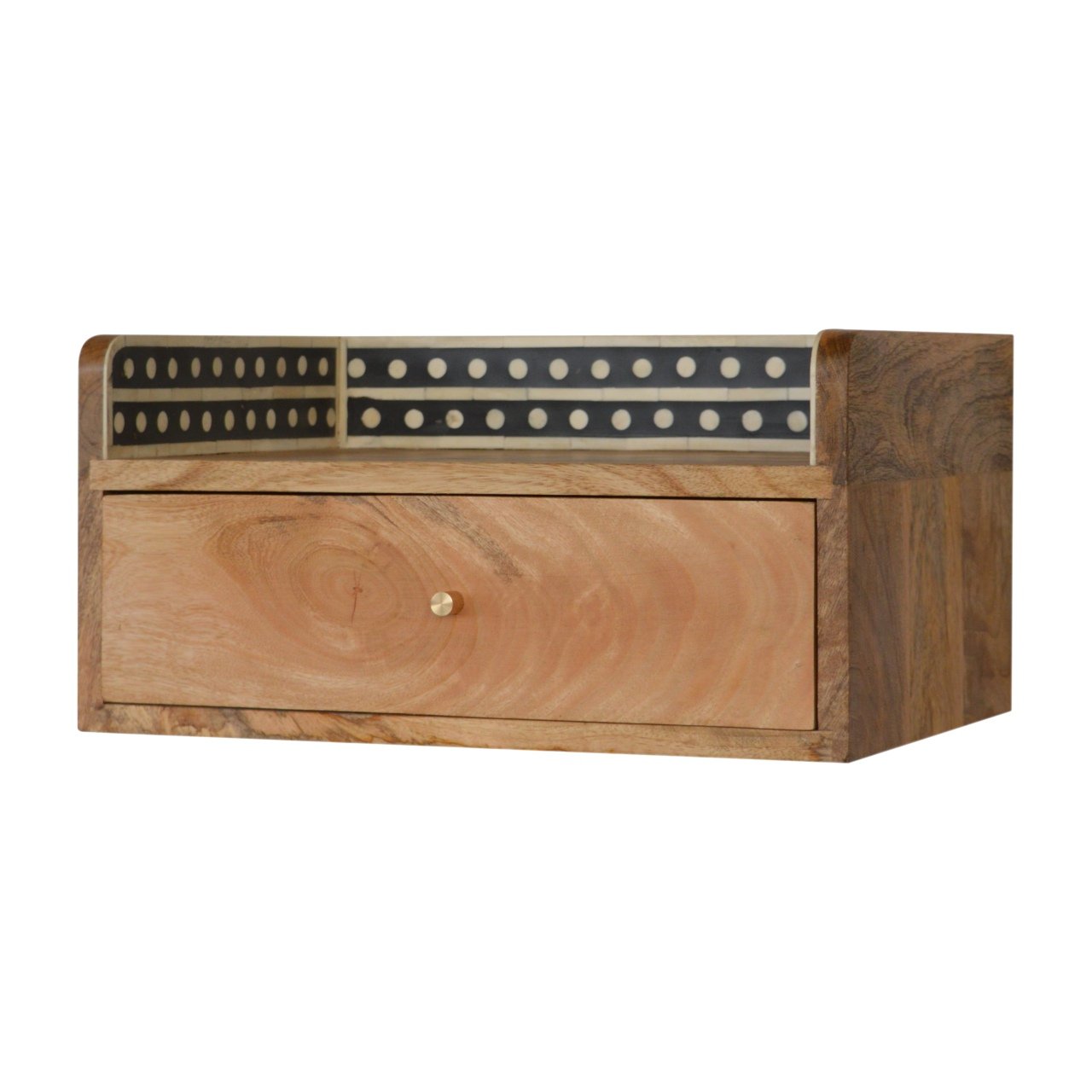 Szafka nocna z litego drewna mango – dębowa, 45 cm — model IN980 - Image 2