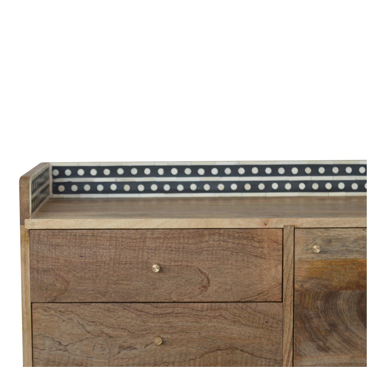 Szafka RTV z litego drewna mango – dębowa, 90 cm — model IN983 - obrazek 3
