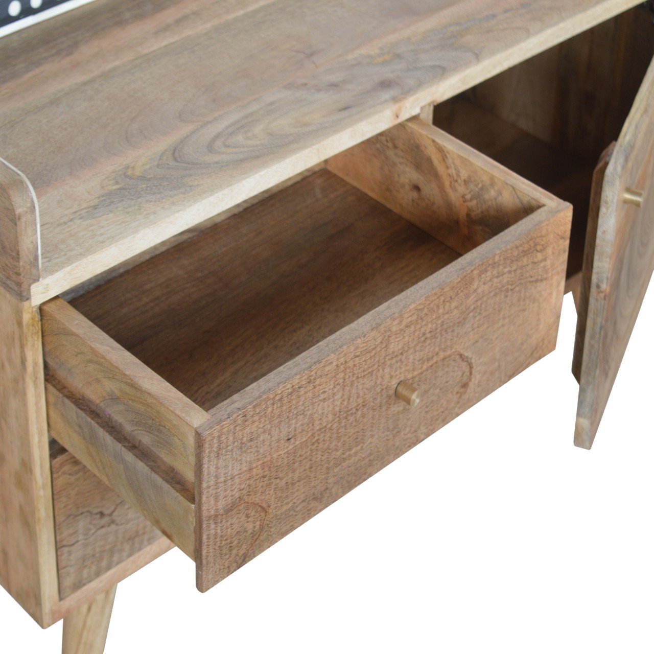 Szafka RTV z litego drewna mango – dębowa, 90 cm — model IN983 - obrazek 5