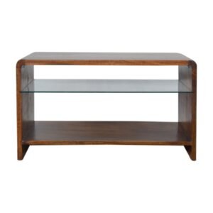 Stolik kawowy z litego drewna mango – kasztanowy, 80 cm — model IN990
