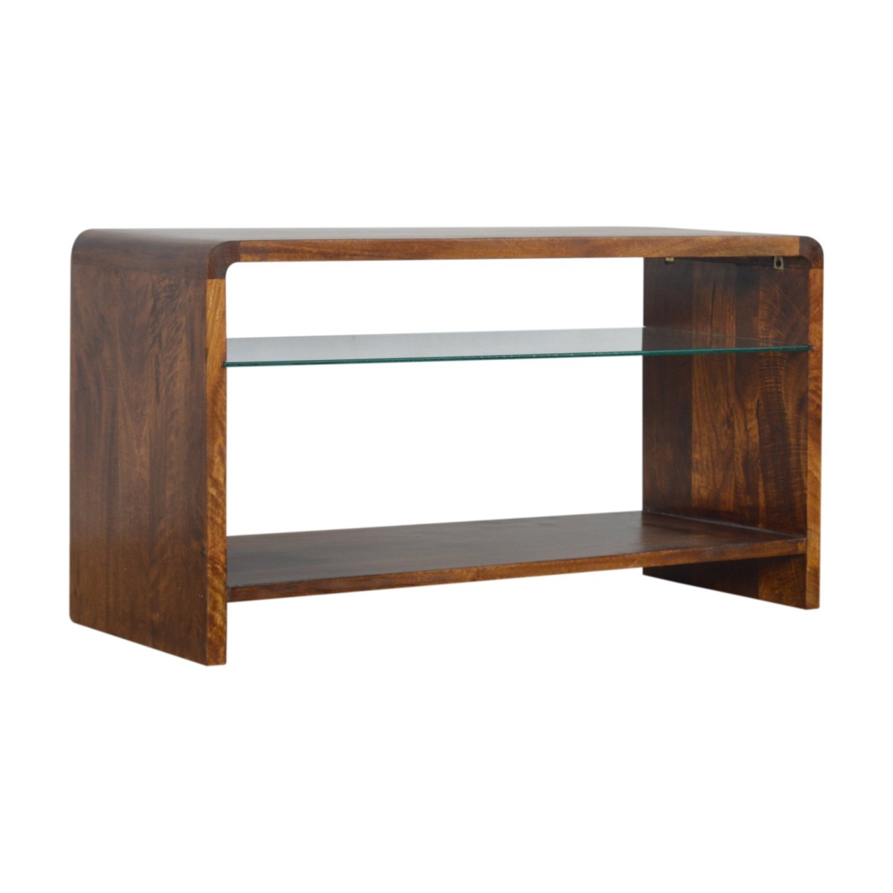 Szafka RTV z litego drewna mango – kasztanowa, 85 cm — model IN991 - obrazek 2