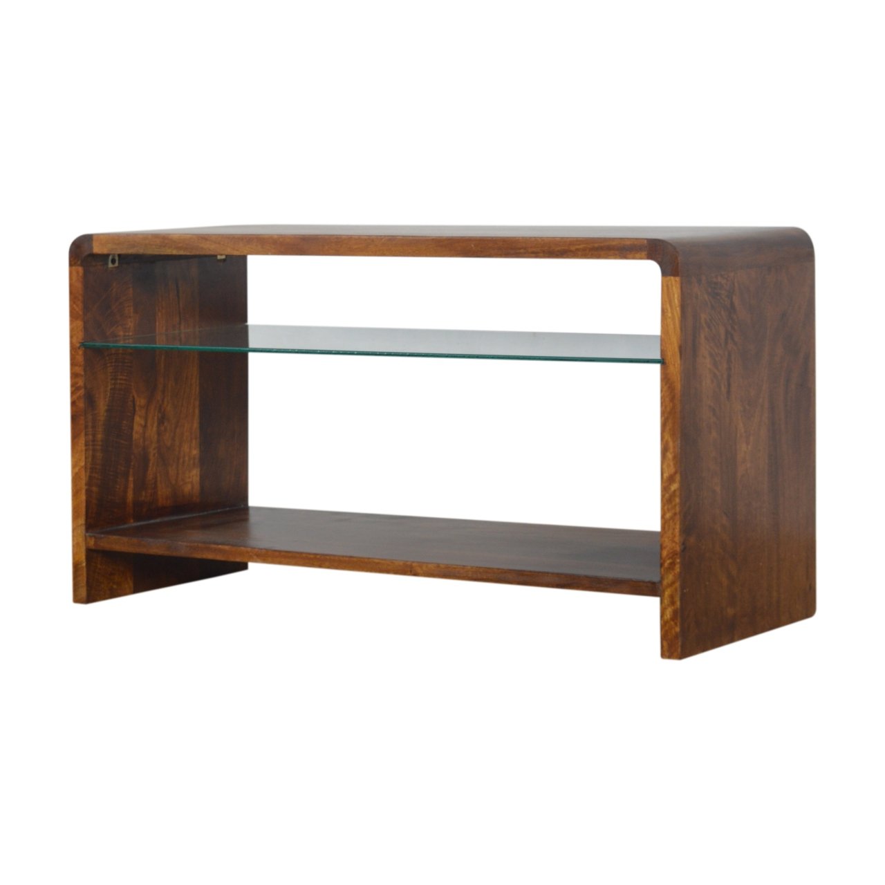 Szafka RTV z litego drewna mango – kasztanowa, 85 cm — model IN991 - obrazek 3