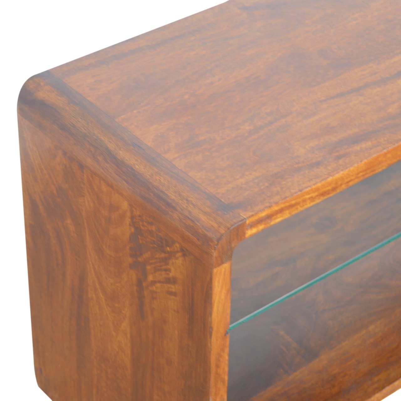 Szafka RTV z litego drewna mango – kasztanowa, 85 cm — model IN991 - obrazek 5