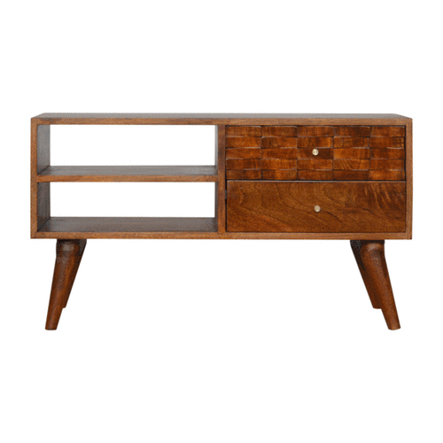 Szafka RTV Artisan IN993 – lite drewno mango, wykończenie kasztanowe - obrazek 10