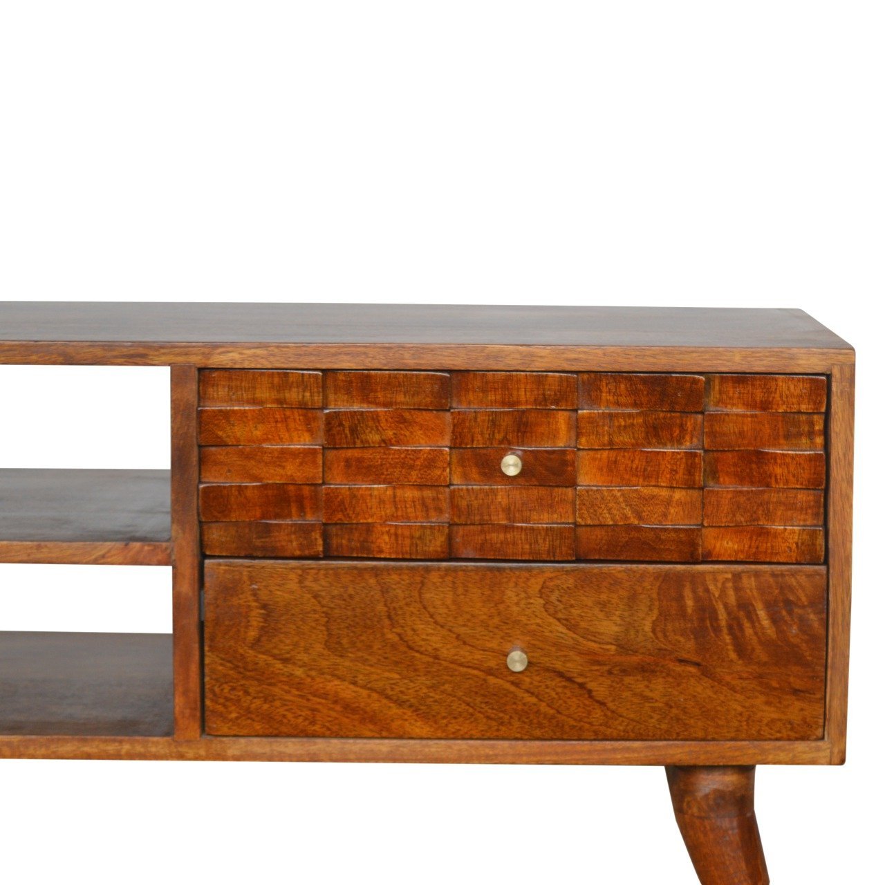 Szafka RTV Artisan IN993 – lite drewno mango, wykończenie kasztanowe - obrazek 2