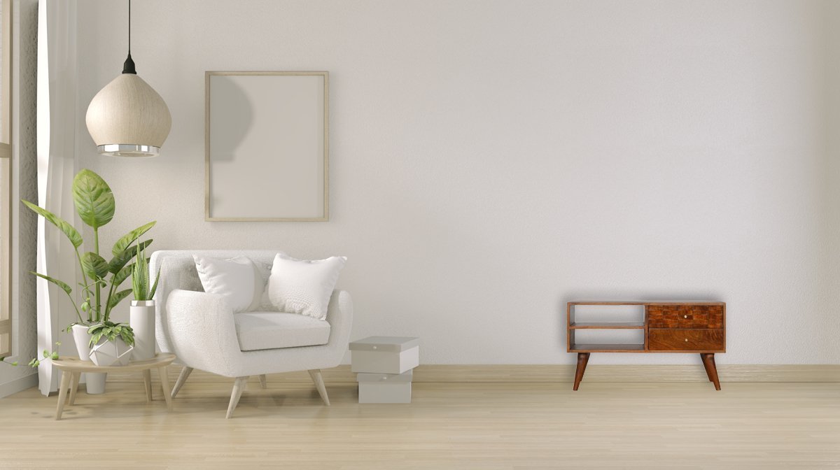 Szafka RTV Artisan IN993 – lite drewno mango, wykończenie kasztanowe - obrazek 11