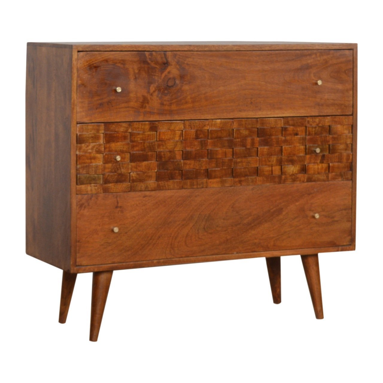 Komoda Artisan IN994 – lite drewno mango, wykończenie kasztanowe