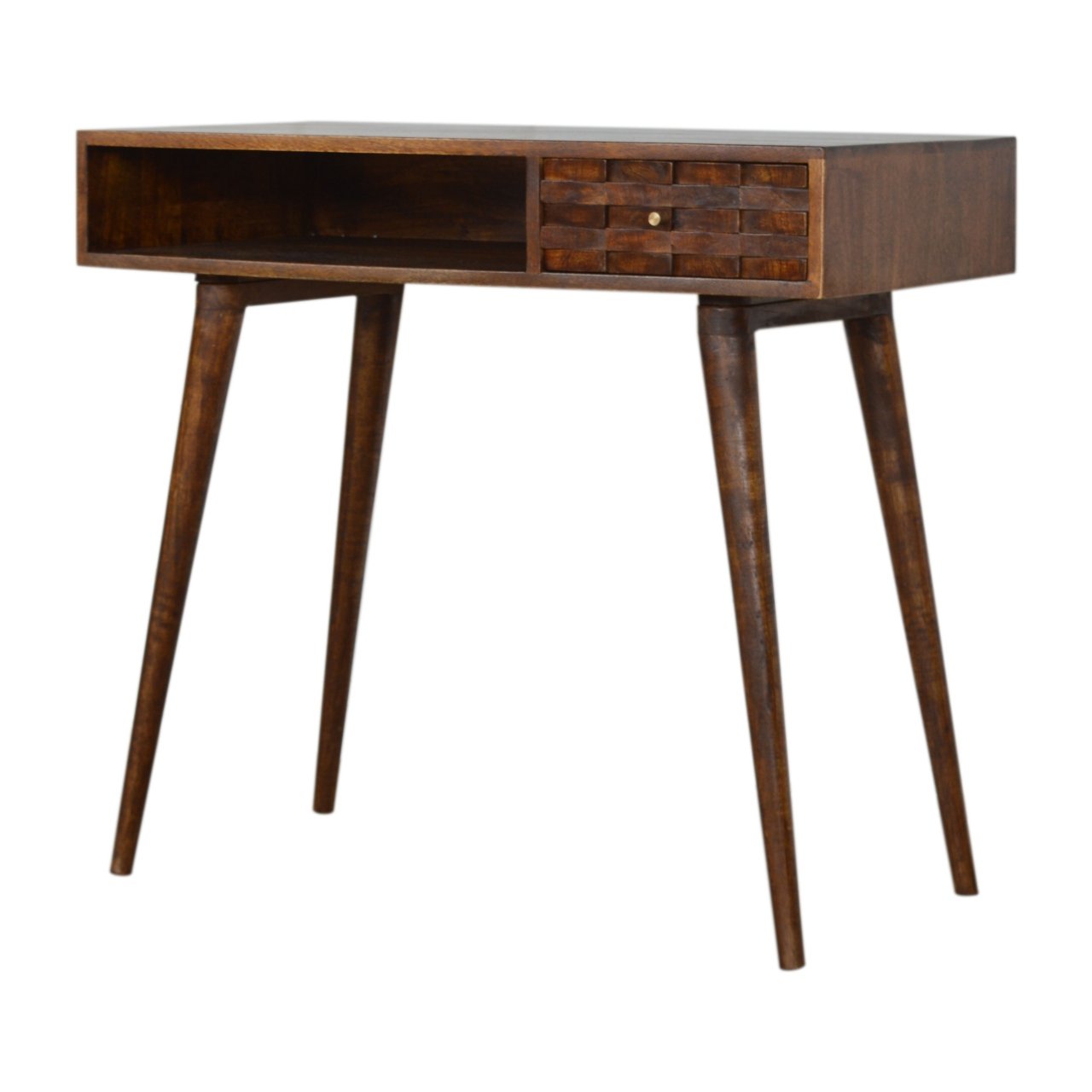 Biurko z litego drewna mango – kasztanowe, 88 cm — model IN995 - Image 3