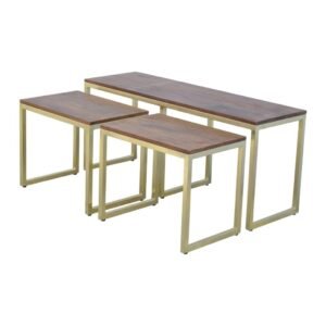 Stolik kawowy z litego drewna mango – kasztanowy, 120 cm — model IN302