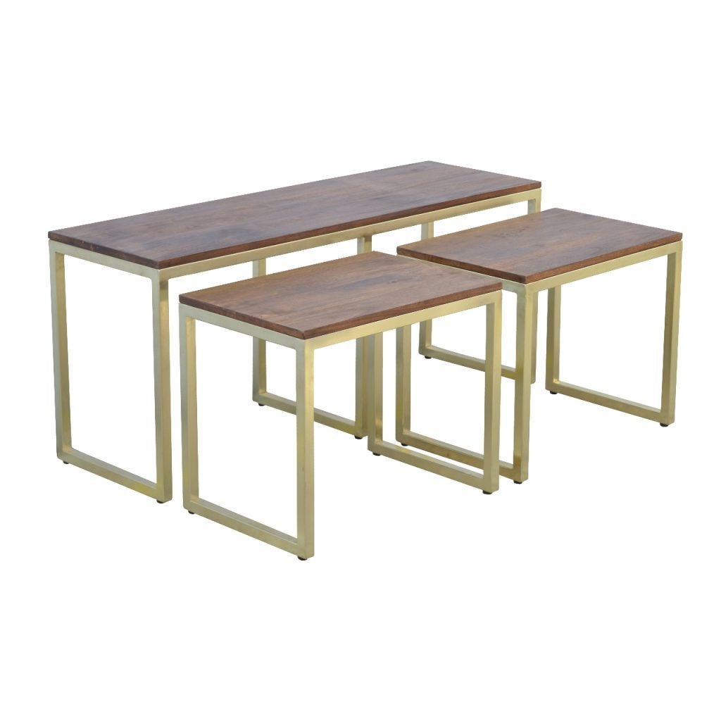 Stolik kawowy z litego drewna mango – kasztanowy, 120 cm — model IN302 - Image 2