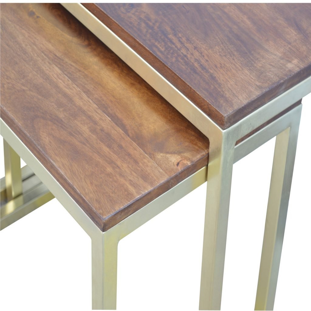 Stolik kawowy z litego drewna mango – kasztanowy, 120 cm — model IN302 - Image 3