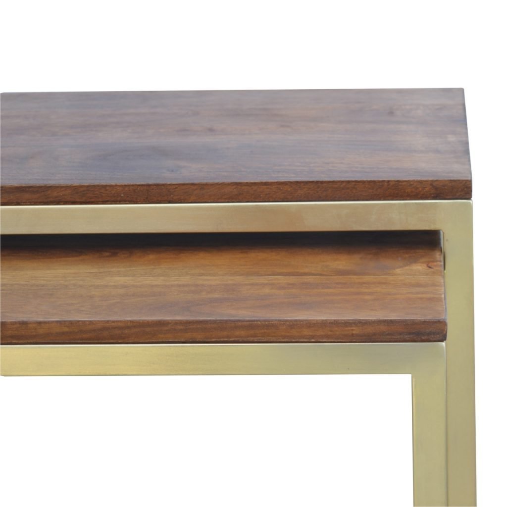 Stolik kawowy z litego drewna mango – kasztanowy, 120 cm — model IN302 - Image 5