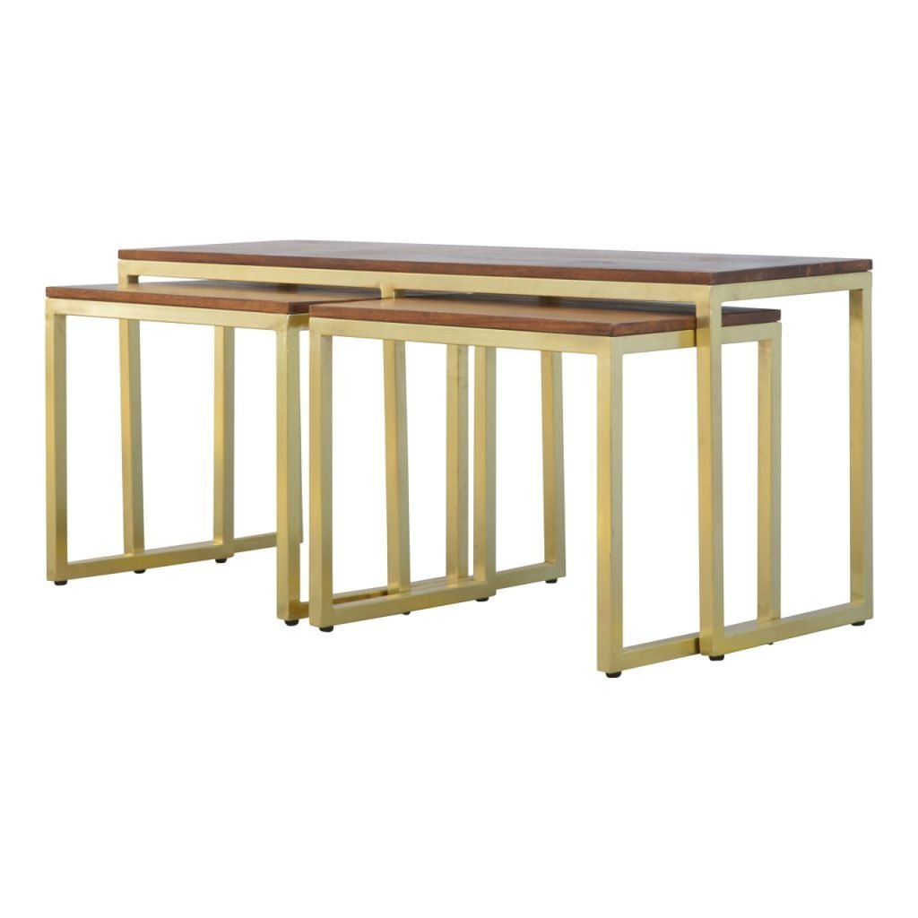 Stolik kawowy z litego drewna mango – kasztanowy, 120 cm — model IN302 - Image 6