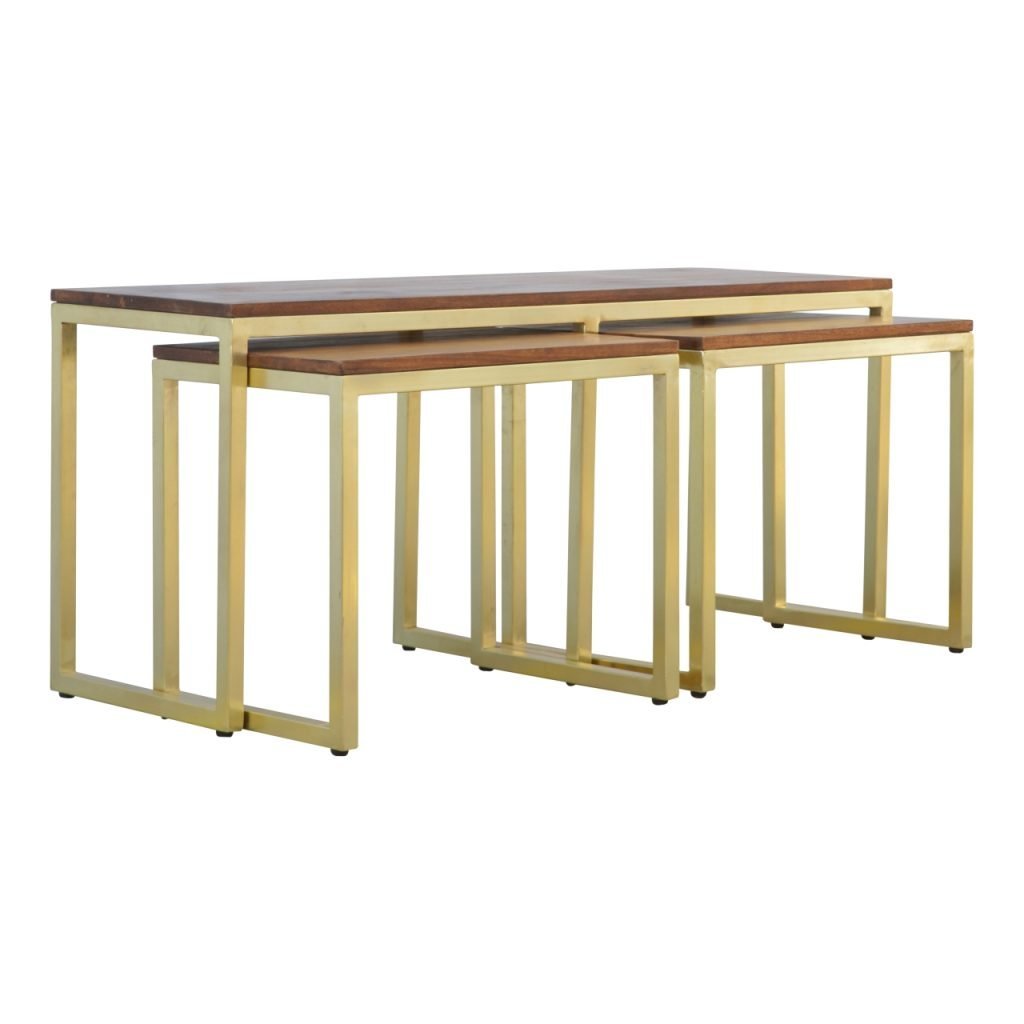 Stolik kawowy z litego drewna mango – kasztanowy, 120 cm — model IN302 - Image 7