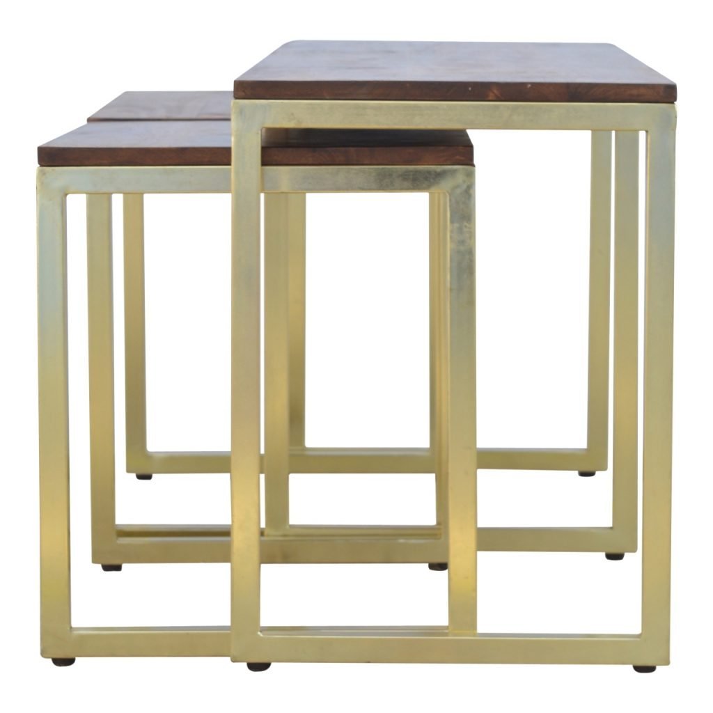 Stolik kawowy z litego drewna mango – kasztanowy, 120 cm — model IN302 - Image 8