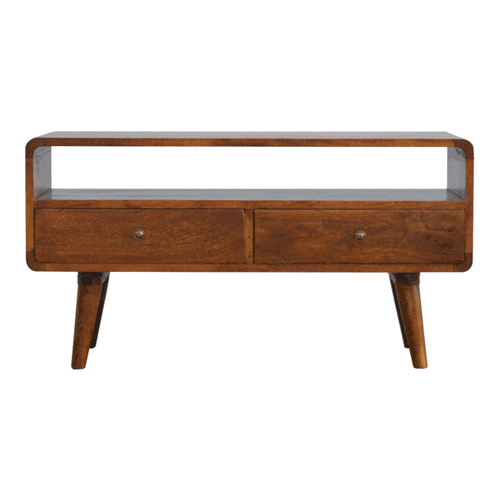 Szafka RTV z litego drewna mango – kasztanowa, 90 cm — model IN309 - obrazek 10