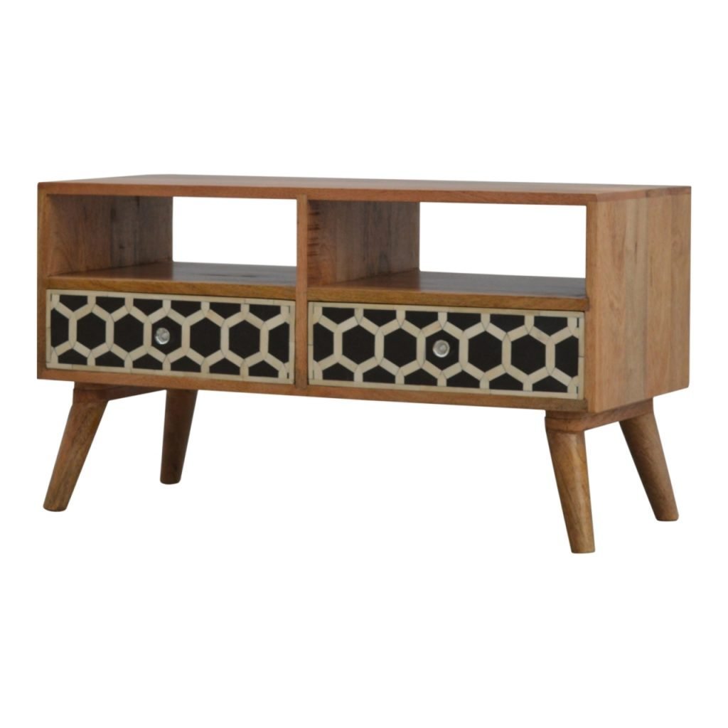 Szafka RTV z litego drewna mango – dębowa, 86 cm - obrazek 2