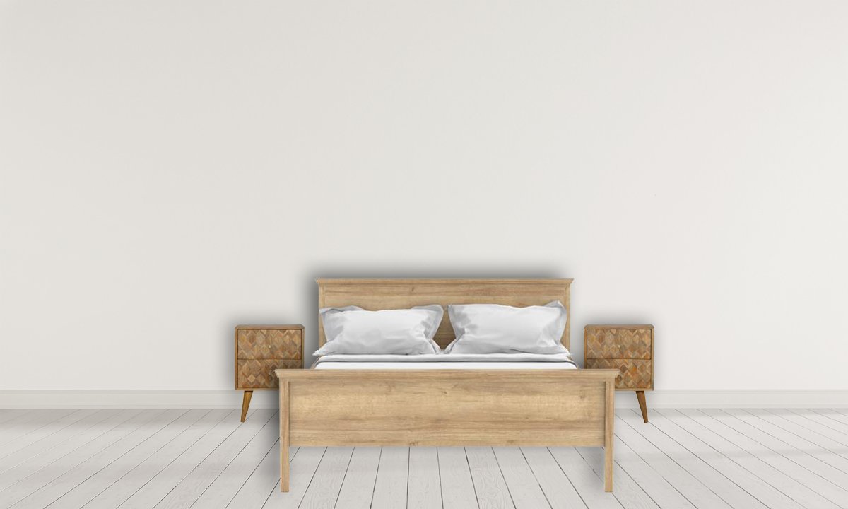 Szafka nocna z litego drewna mango – dębowa, 40 cm — model IN755 - obrazek 11