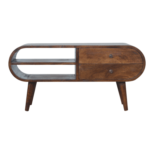Szafka RTV z litego drewna mango – kasztanowa, 90 cm — model IN899 - Image 9