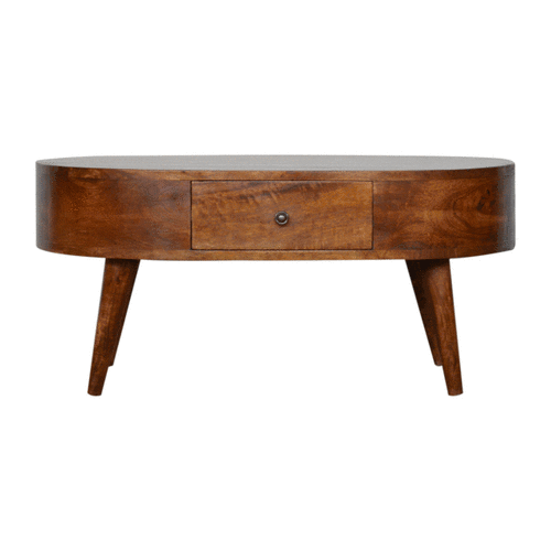 Stolik kawowy z litego drewna mango – kasztanowy, 85 cm — model IN906 - obrazek 8