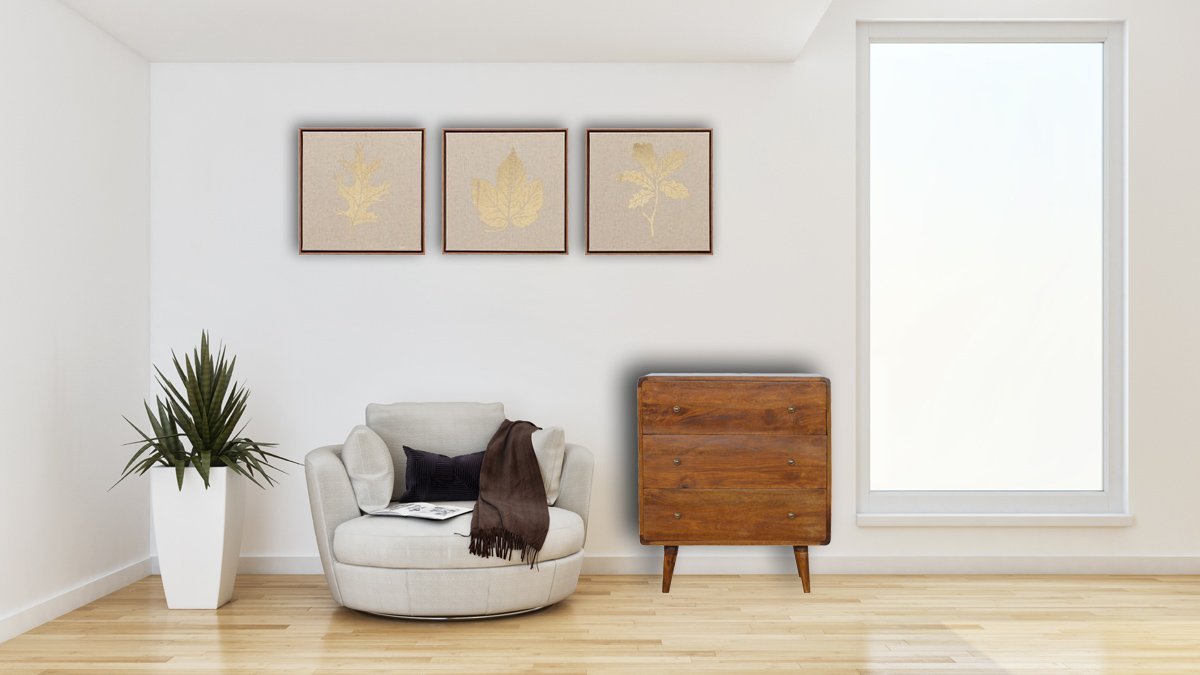 Komoda z litego drewna mango – kasztanowa, 70 cm — model IN352 - obrazek 11